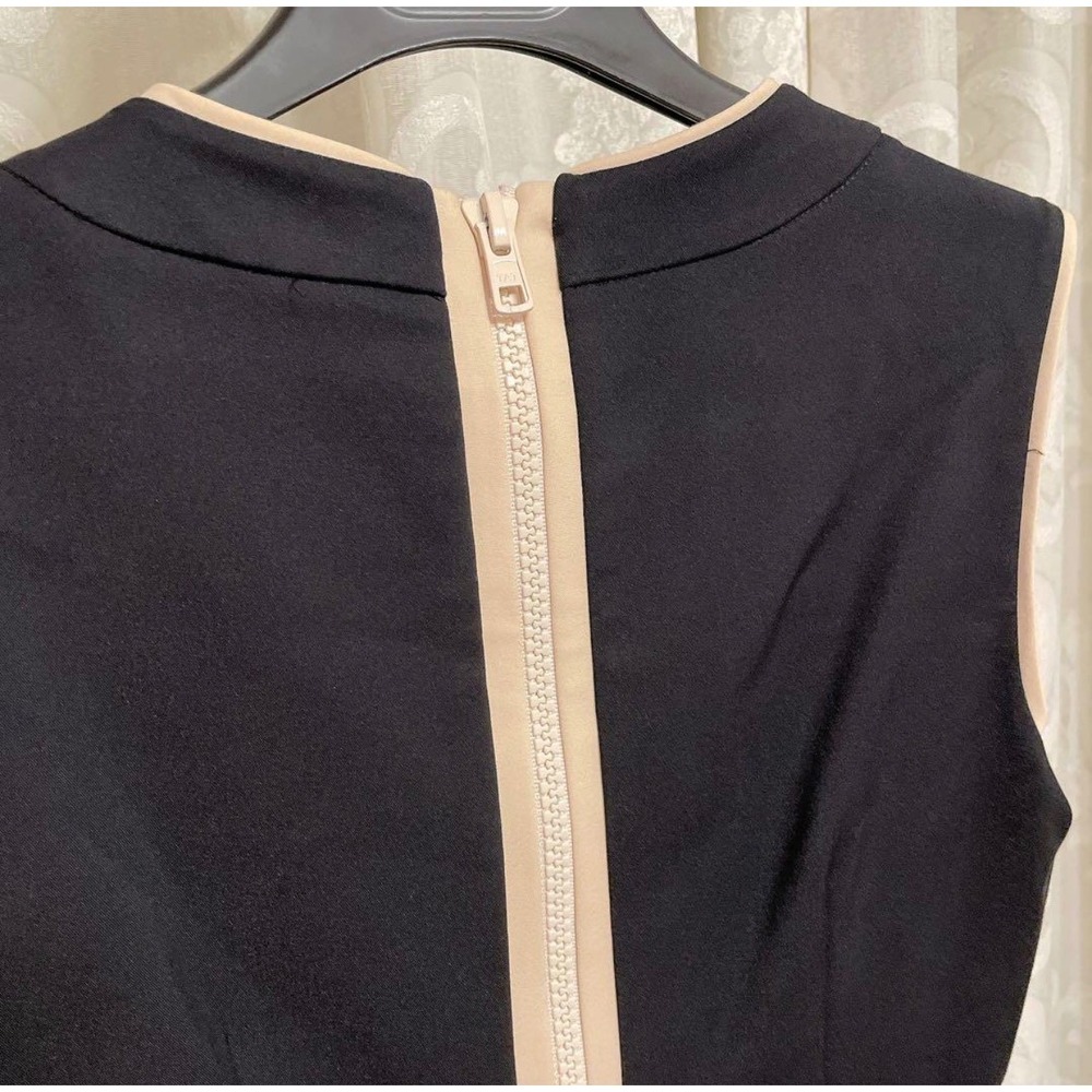 Kate Spade Black Fit and Flare Dress Sleeveless Contrast Piping Exposed Zipper - Picture 2 of 7